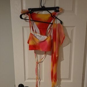 Vibrant Orange and Red Bikini Set